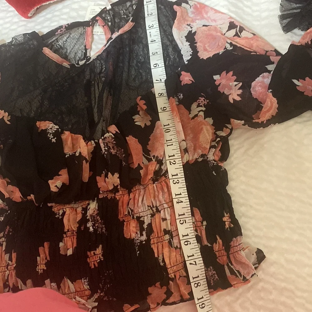 NWT- Free People Pink and black Colorful flowers add a touch of everyday romance